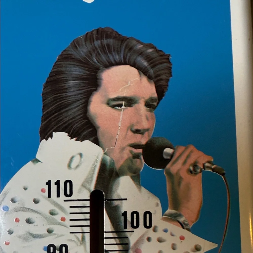 Vintage Blue Elvis Presley Icon Wall Thermometer